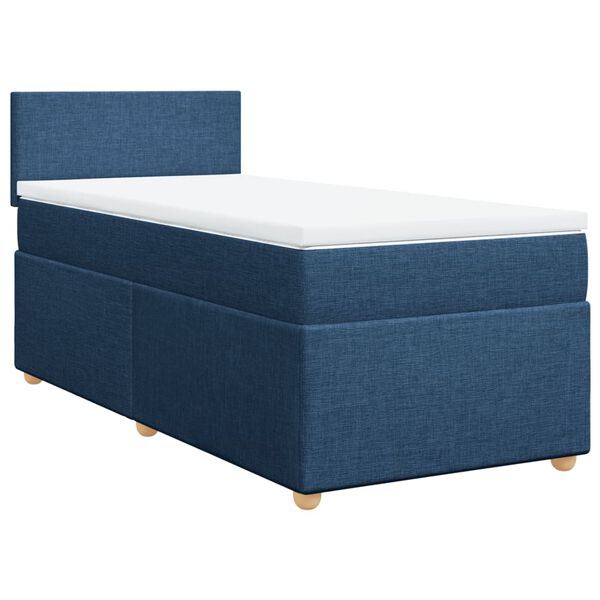 vidaXL Boxspringbett mit Matratze Blau 100x200 cm Stoff