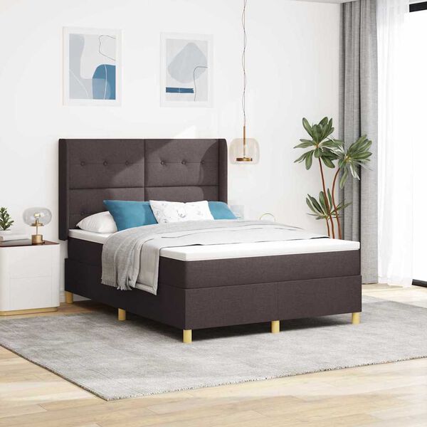 vidaXL Boxspringbett mit Matratze Braun 140 x 190 cm Stoff