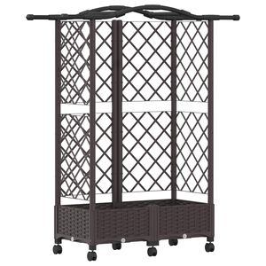 vidaXL Hochbeet mit Rankgitter und Dach Braun 124 x 40 x 129 cm PP