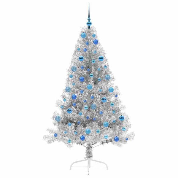 vidaXL Künstlicher vorbeleuchteter Weihnachtsbaum Silber 180 cm