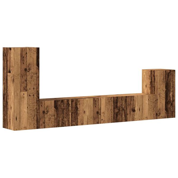 vidaXL 4-tlg. TV-Schrank-Set Wandmontage Altholz-Optik Holzwerkstoff