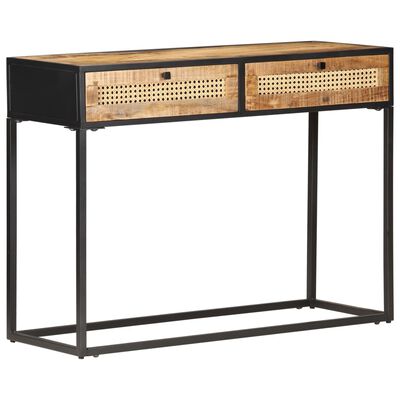 vidaXL Konsolentisch 100x35x75 cm Raues Mangoholz und Rohrgeflecht