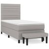 vidaXL Boxspringbett mit Matratze Hellgrau 100x200 cm Stoff