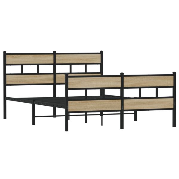 vidaXL Metallbett ohne Matratze Sonoma-Eiche 160x200 cm