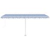 vidaXL Markise Manuell Einziehbar mit LED 500x300 cm Blau Wei&szlig;