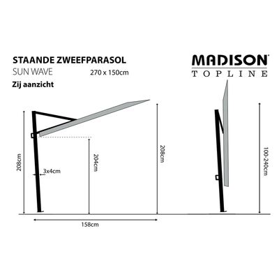 Madison Balkonschirm Sun Wave 270x150 cm Ziegelrot