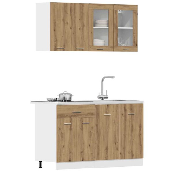 vidaXL 4-tlg. K&uuml;chenschrank-Set Lyon Artisan-Eiche Holzwerkstoff