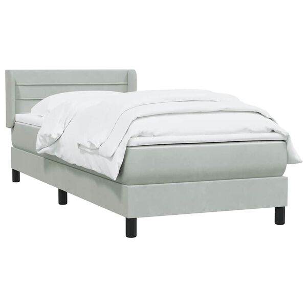 vidaXL Boxspringbett mit Matratze Hellgrau 80x210 cm Samt