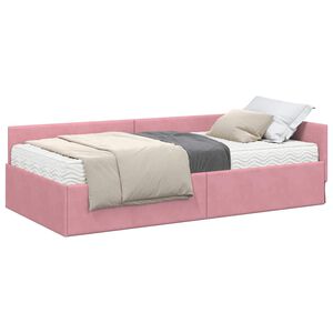 vidaXL Eckbettgestell mit Matratze 2 stk. Rosa 80 x 200 cm Samt