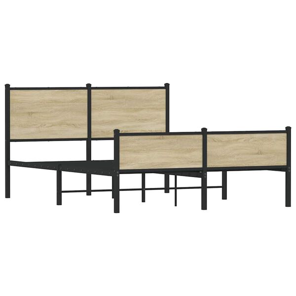 vidaXL Metallbett ohne Matratze Sonoma-Eiche 140x200 cm