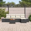 vidaXL Garten-Sofa-Set mit Kissen 6 pcs Schwarz Poly Rattan