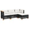 vidaXL 4-tlg. Garten-Sofagarnitur mit Kissen Schwarz Poly Rattan