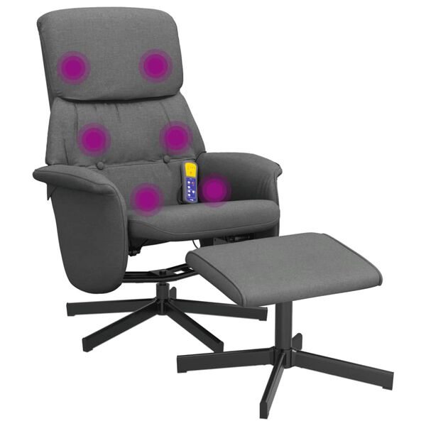 vidaXL Massagesessel mit Fu&szlig;hocker Dunkelgrau Stoff