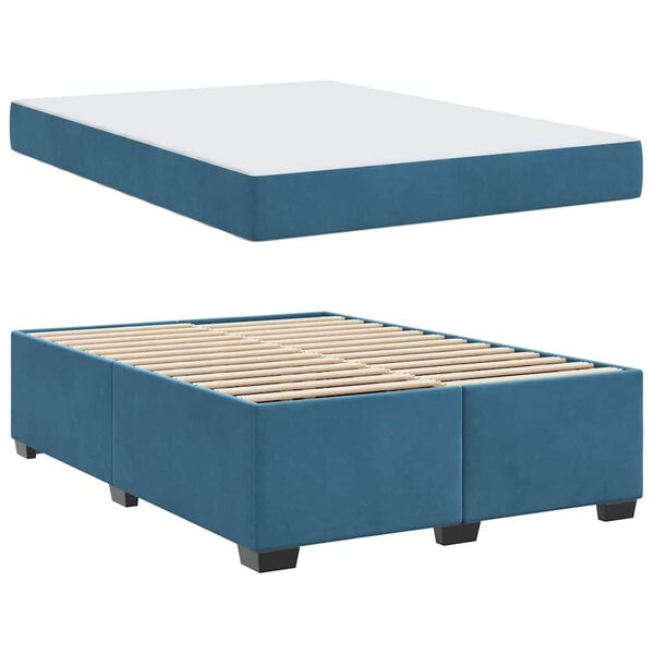 vidaXL Bettrahmen mit Matratze Dunkelblau 140 x 200 cm Stoff