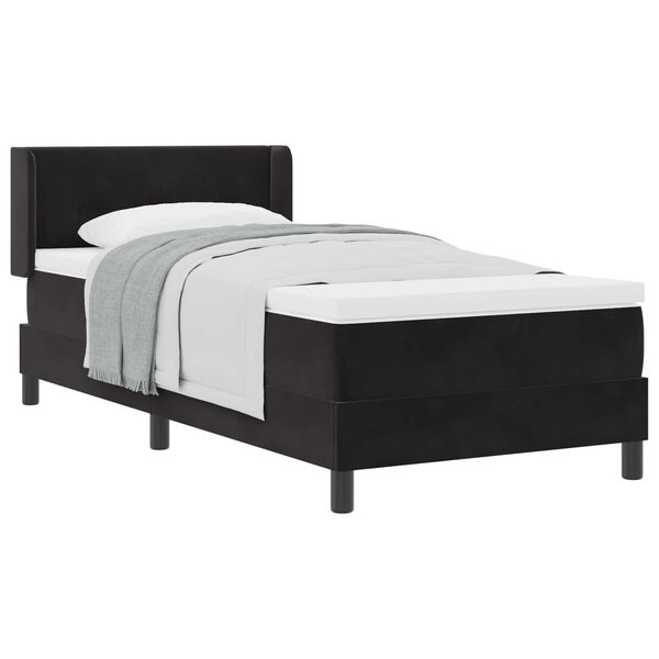 vidaXL Boxspringbett mit Matratze Schwarz 200 x 100 cm Polyester