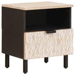 vidaXL Nachttisch mit Schubladen Wei&szlig; 40 x 33 x 46 cm Massivholz Mango