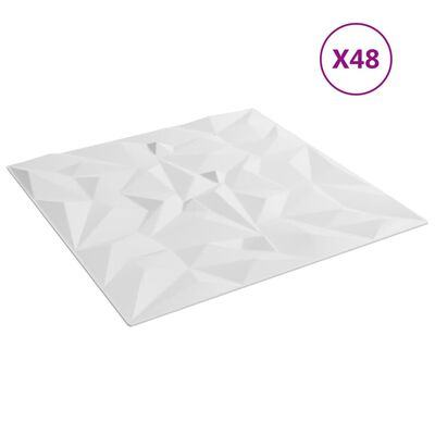 vidaXL Wandpaneele 48 Stk. Weiß 50x50 cm XPS 12 m² Amethyst