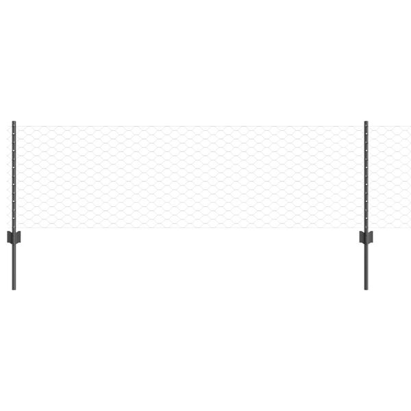 vidaXL Zaun mit Pfosten Grau 0,6 x 25 m Stahl und PVC