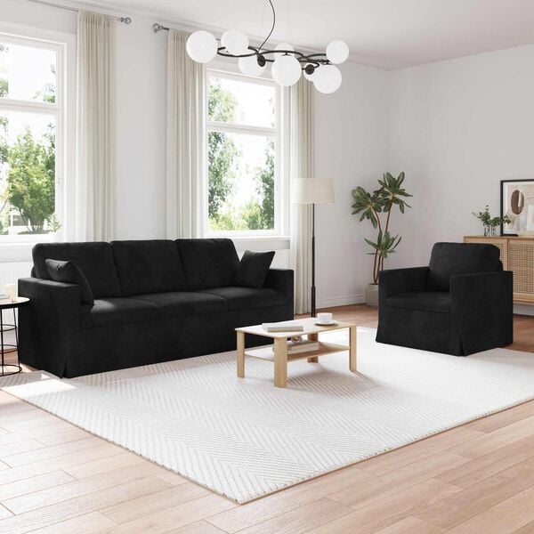 vidaXL Sofa Set 2 pcs Schwarz 198 x 78 x 80 cm Samt