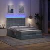 vidaXL Ottoman-Bett mit Matratzen & LEDs Dunkelgrau 140x200 cm Samt