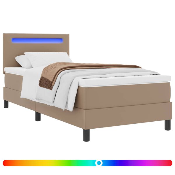 vidaXL Boxspringbett mit Matratze Cappuccino 100 x 200 cm Kunstleder