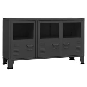 vidaXL Industrial Sideboard Anthrazit 105x35x62 cm Metall und Glas