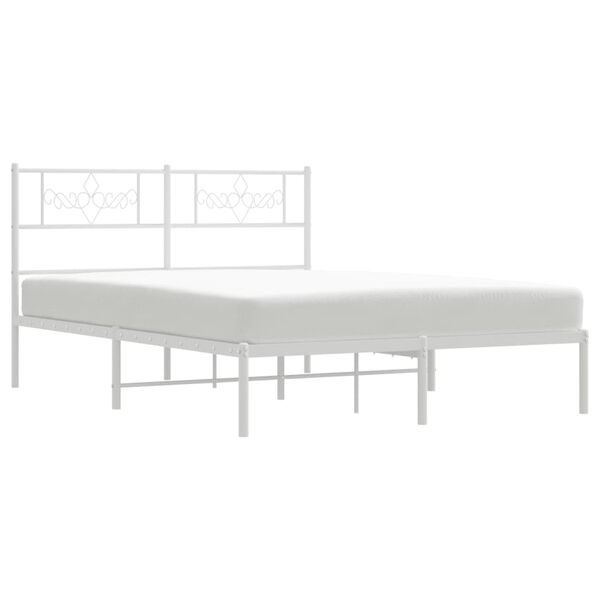 vidaXL Bettgestell mit Kopfteil Metall Wei&szlig; 140x200 cm