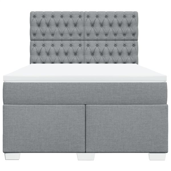 vidaXL Boxspringbett mit Matratze Hellgrau 160x200 cm Stoff