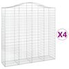 vidaXL Gabionen mit Hochbogen 4 Stk. 200x50x200/220cm Verzinktes Eisen