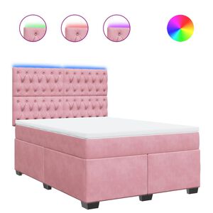 vidaXL Boxspringbett mit Matratze Rosa 140x200 cm Samt