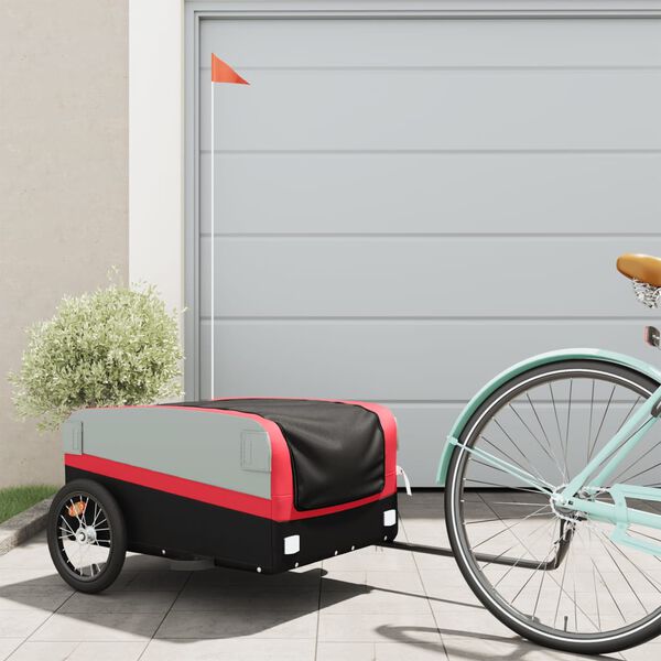 vidaXL Fahrradanh&auml;nger Schwarz und Rot 45 kg Eisen