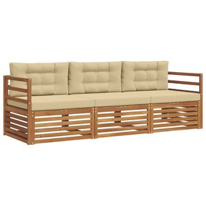 vidaXL Outdoor-Sofagarnitur 3 stk. Natur und Beige