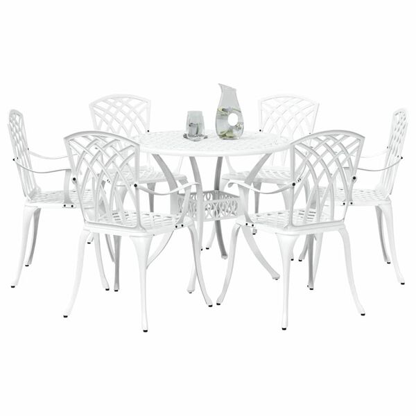 vidaXL Garten Essgruppe 7 pcs Wei&szlig; Aluminium