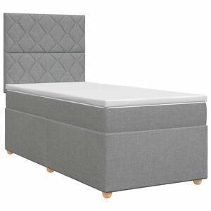 vidaXL Boxspringbett mit Matratze Hellgrau 80 x 200 cm Stoff
