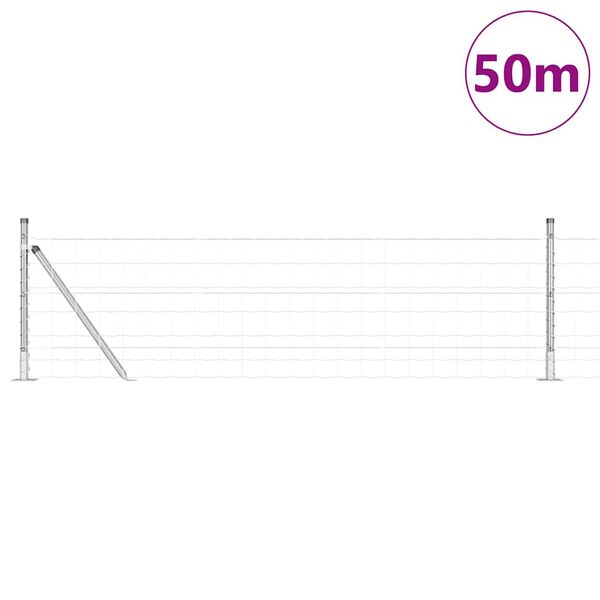 vidaXL Zaun mit Pfosten Silber 0,4 x 50 m Stahl