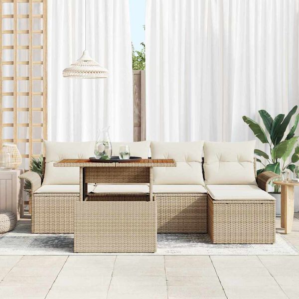vidaXL Garten-Sofa-Set mit Kissen 6 pcs Beige und Creme