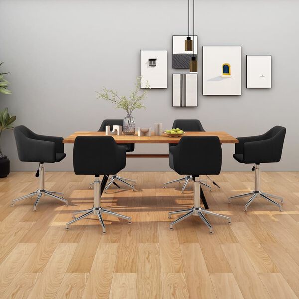 vidaXL Esszimmerst&uuml;hle 6 Stk. Drehbar Schwarz Stoff