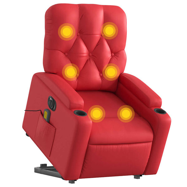 vidaXL Massagesessel mit Aufstehhilfe Elektrisch Rot Kunstleder