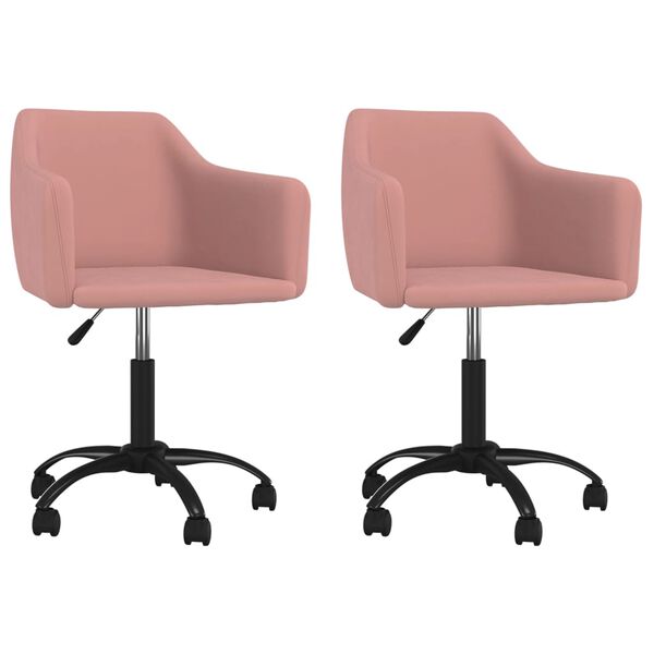 vidaXL Esszimmerst&uuml;hle 2 Stk. Drehbar Rosa Samt