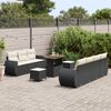 vidaXL Gartensofa-set mit Kissen 10 pcs Schwarz und Creme Poly-Rattan