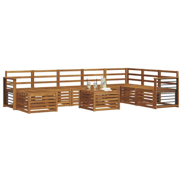 vidaXL Ecksofa Set 9 pcs Natur Massivholz Akazie
