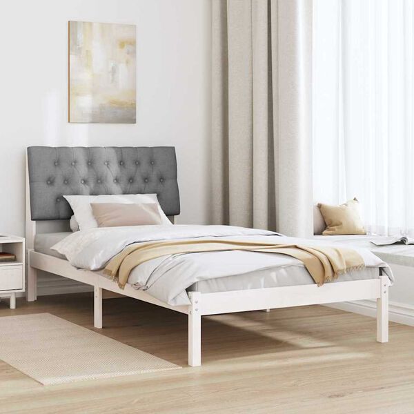 vidaXL Bettgestell mit gepolstertem Kopfteil Wei&szlig; 100 x 200 cm