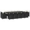 vidaXL 15-tlg. Garten-Essgruppe mit Kissen Poly Rattan Schwarz