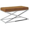 vidaXL Sitzbank Braun Samt und Edelstahl
