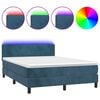 vidaXL Boxspringbett mit Matratze & LED Dunkelblau 140x190 cm Samt