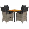 vidaXL 5-tlg. Garten-Essgruppe mit Kissen Grau Poly Rattan