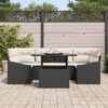 vidaXL Garten-Sofa-Set mit Kissen 7 pcs Schwarz und Creme Poly-Rattan