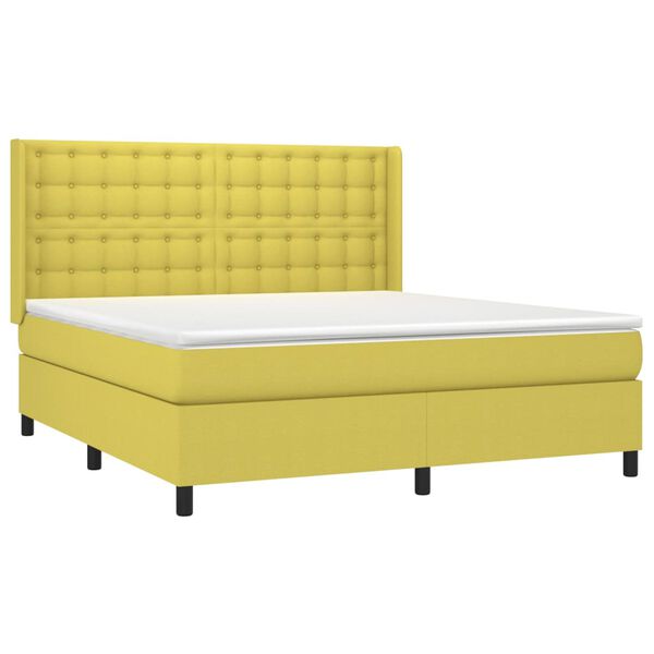vidaXL Boxspringbett mit Matratze Gr&uuml;n 180x200 cm Stoff