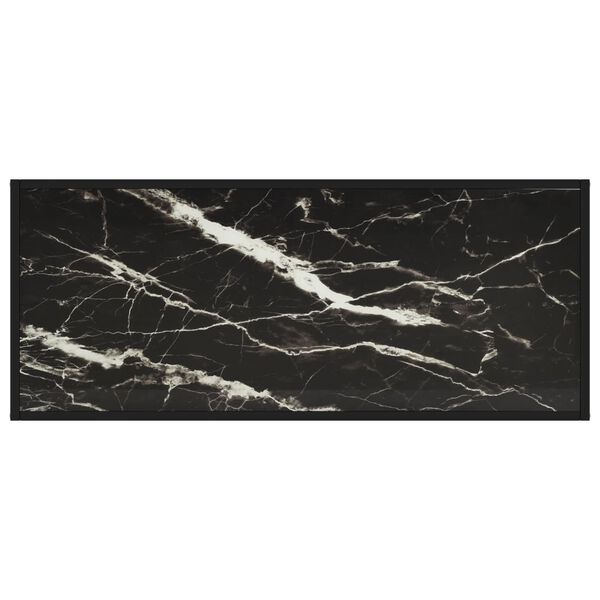 vidaXL Couchtisch Schwarz mit Schwarzem Glas in Marmor-Optik 120x50x35
