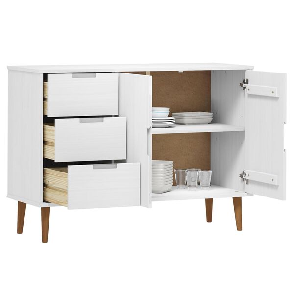 vidaXL Sideboard MOLDE Wei&szlig; 113x40x80 cm Massivholz Kiefer